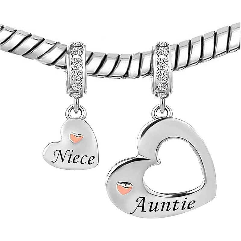 KunBead Sister Mother Daughter Son Auntie Niece Dangle Love Heart Birthday Charms Compatible with Pandora Bracelet for Mom Wife - Image 2