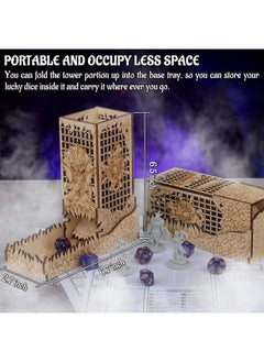 CZYY Dice Tower With Tray Wood Laser Etched Mind Flayer Portable And Collapsible Dice Roller Perfect For Board Game And Tabletop Rpg (Cthulhu)  - Image 3