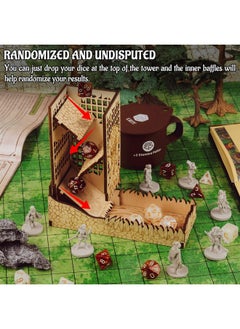 CZYY Dice Tower With Tray Wood Laser Etched Mind Flayer Portable And Collapsible Dice Roller Perfect For Board Game And Tabletop Rpg (Cthulhu)  - Image 5
