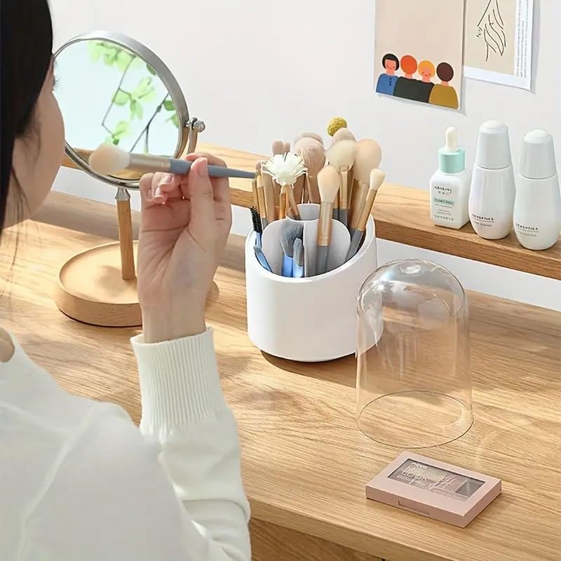 Zerolex Makeup Brush Holder with lid, Rotating Makeup Brush Organizer, Makeup Brush Case, Brush Holder Makeup, Makeup Brushes holder (Multicolor) - Image 5