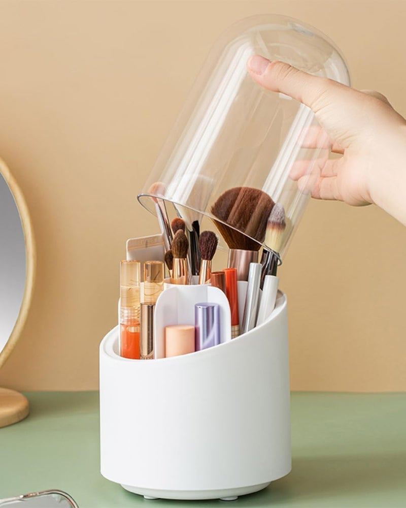 Zerolex Makeup Brush Holder with lid, Rotating Makeup Brush Organizer, Makeup Brush Case, Brush Holder Makeup, Makeup Brushes holder (Multicolor) - Image 1
