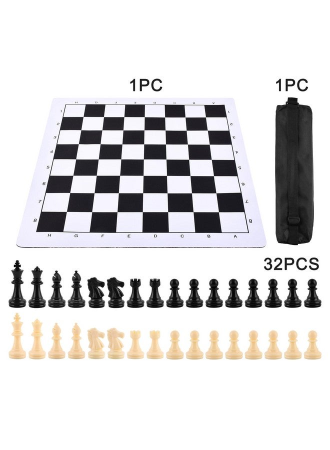 EMVANV Portable Chess & Checkers Set, 35cm Tournament Chess Mat with Chess & Storage Bag, Chess Rollable Chessboard, Roll Up Chess Board Travel Chess Sets(Size:35cm) - Image 2