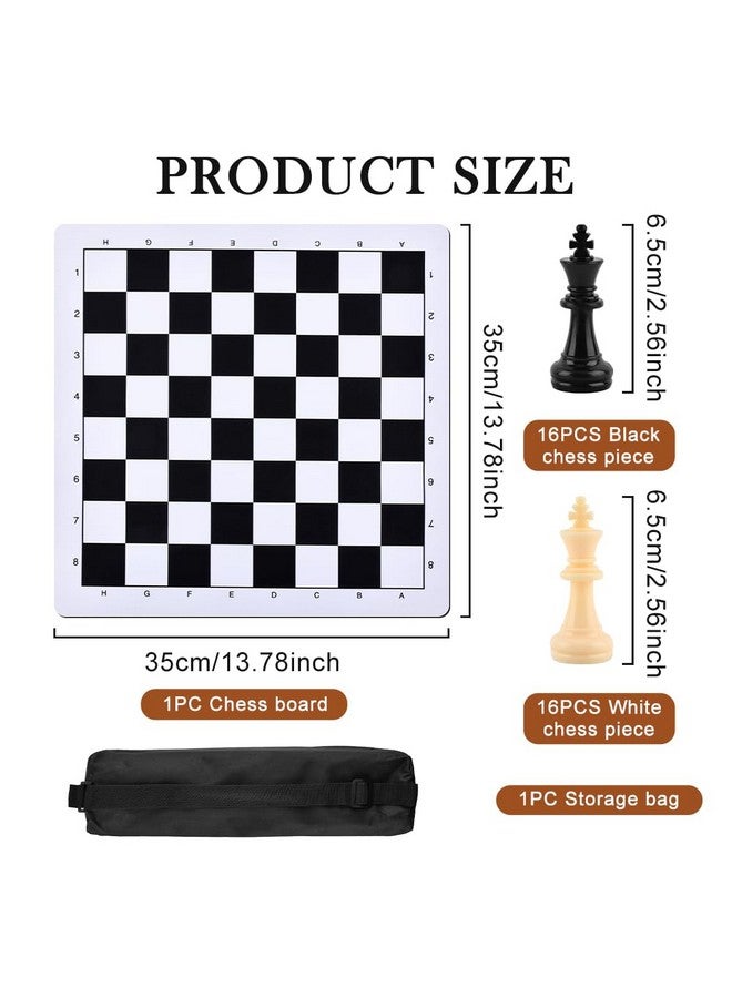 EMVANV Portable Chess & Checkers Set, 35cm Tournament Chess Mat with Chess & Storage Bag, Chess Rollable Chessboard, Roll Up Chess Board Travel Chess Sets(Size:35cm) - Image 3