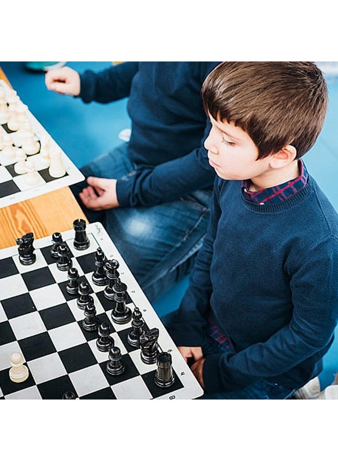 EMVANV Portable Chess & Checkers Set, 35cm Tournament Chess Mat with Chess & Storage Bag, Chess Rollable Chessboard, Roll Up Chess Board Travel Chess Sets(Size:35cm) - Image 4