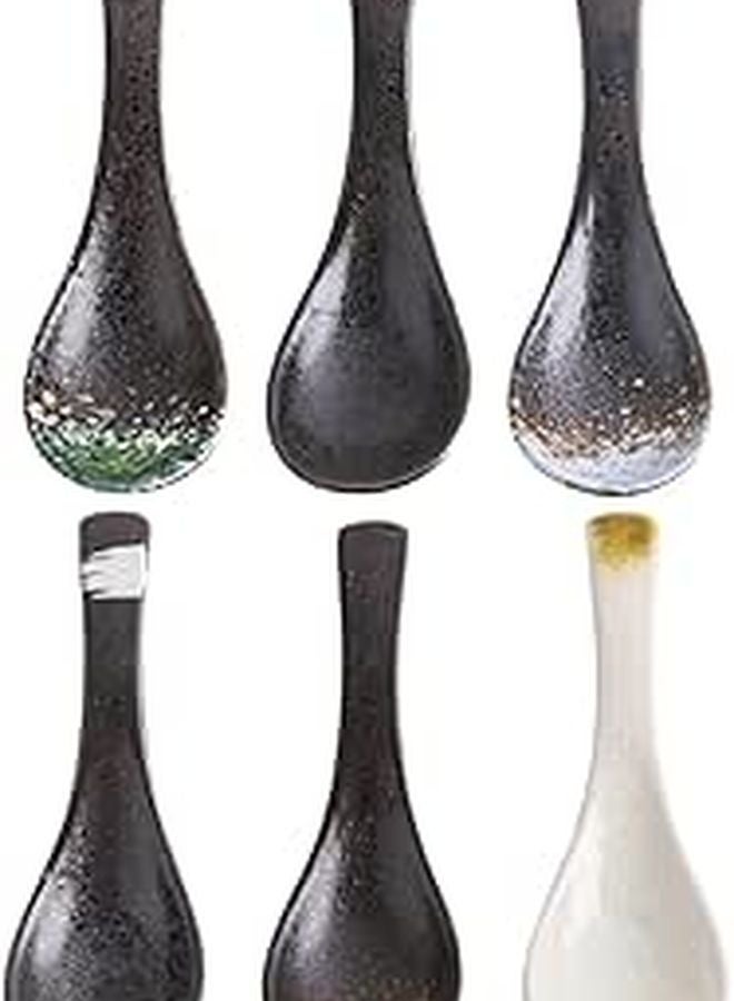 Japanese Style Ceramic Soup and Rice Spoons Set of 6 Kitchen Dining Utensils Random Color - Image 1