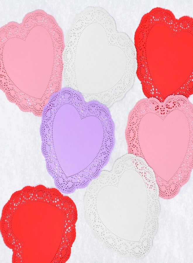 جيفت بوتيك مجموعة مفارش ورقية كبيرة على شكل قلوب من متجر الهدايا، مقاس 10 بوصات، 100 قطعة، بألوان الأحمر والوردي والأبيض والبنفسجي، مثالية لتزيين الطاولات والأعمال اليدوية. - Image 5
