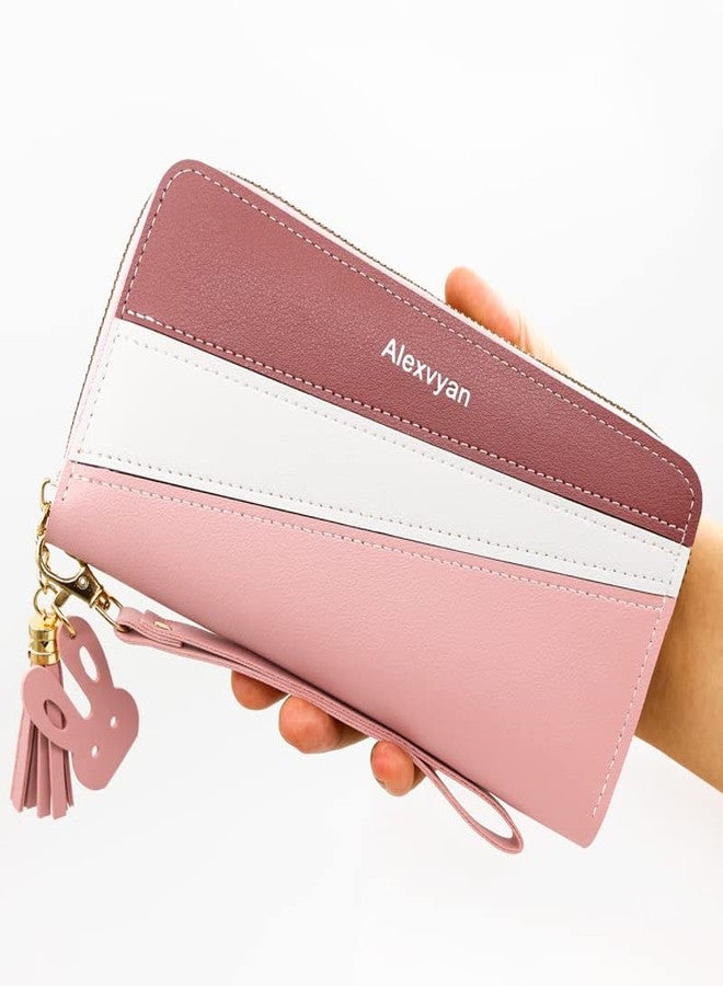 Alexvyan Pink Women Purse Wallet Female Clutch Bag Women/Ladies/Girls Wallets Long Purses Card Holder Phone Pocket 3 Color Design Organizer for Daily Use Girls Gift Party Small Hand Ladies Purse - Image 5