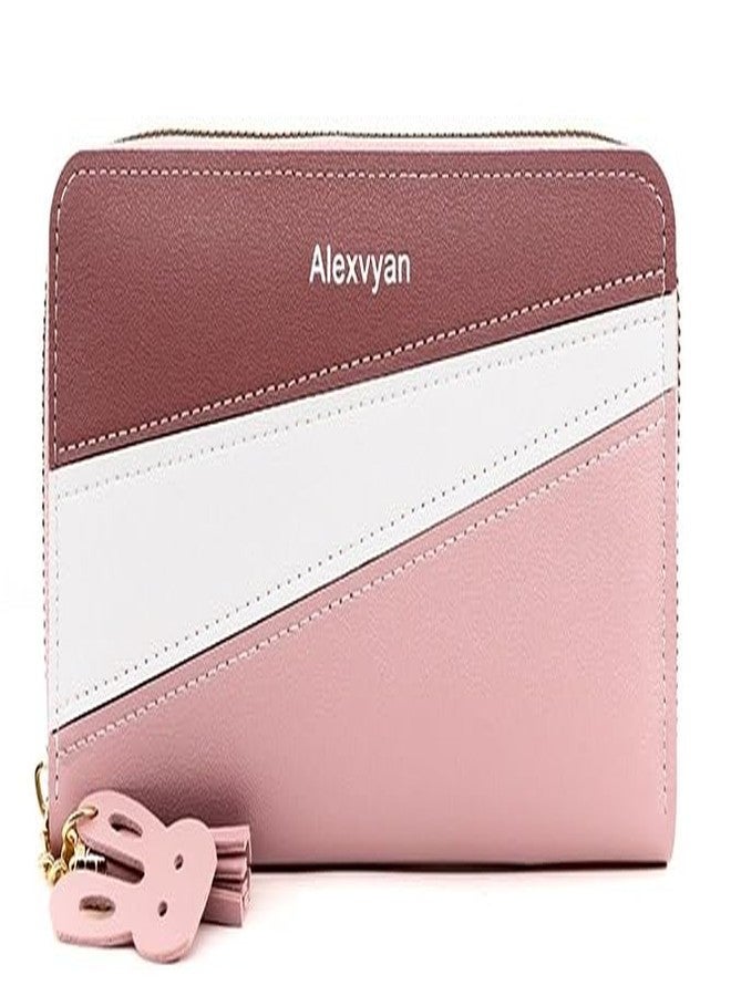 Alexvyan Pink Women Purse Wallet Female Clutch Bag Women/Ladies/Girls Wallets Long Purses Card Holder Phone Pocket 3 Color Design Organizer for Daily Use Girls Gift Party Small Hand Ladies Purse - Image 1