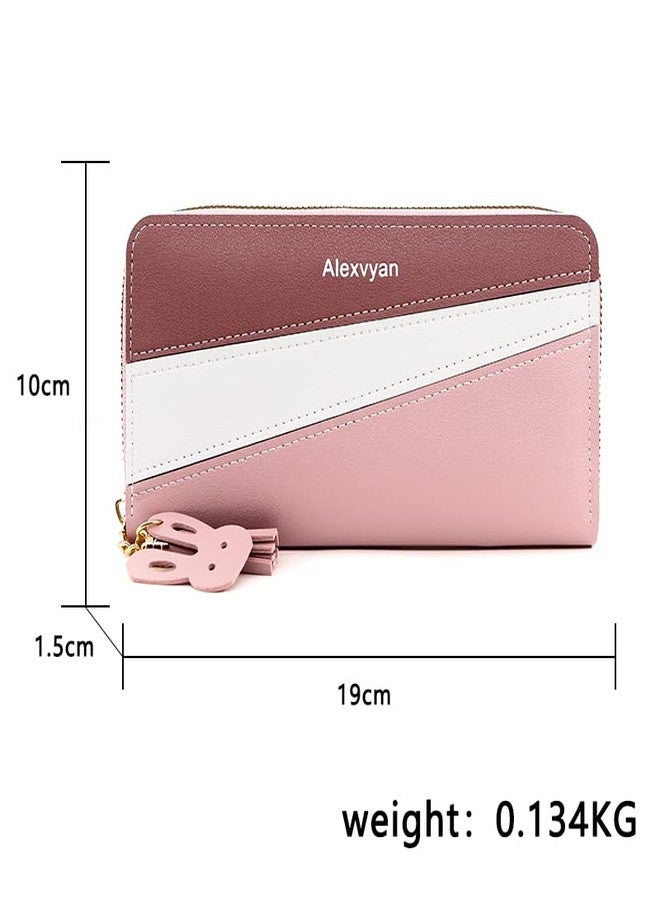 Alexvyan Pink Women Purse Wallet Female Clutch Bag Women/Ladies/Girls Wallets Long Purses Card Holder Phone Pocket 3 Color Design Organizer for Daily Use Girls Gift Party Small Hand Ladies Purse - Image 2