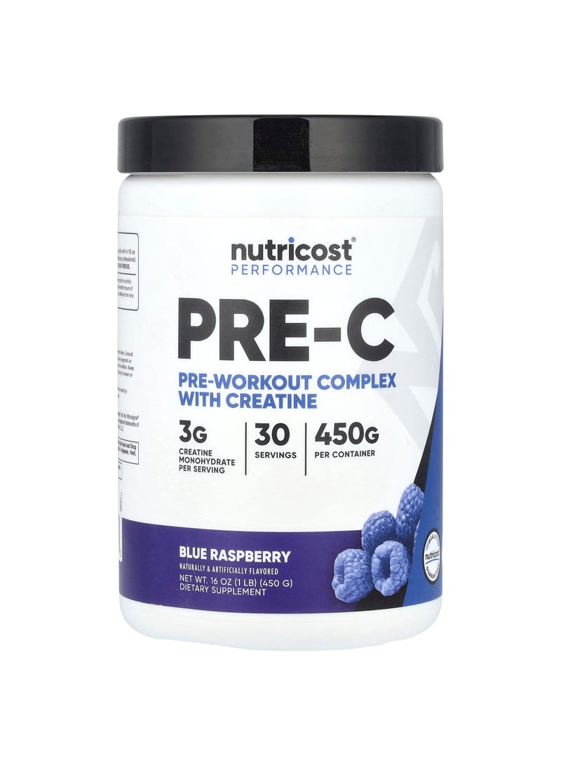Nutricost Performance, Pre-C, Pre-Workout Complex With Creatine, Blue Raspberry, 1 lb (450 g)