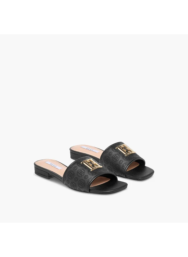 ايل Women's Laser Cut Detail Slip-On Flat Sandals