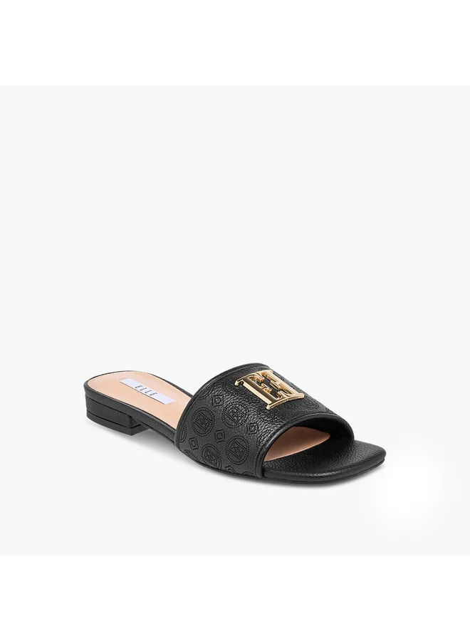 ايل Women's Laser Cut Detail Slip-On Flat Sandals