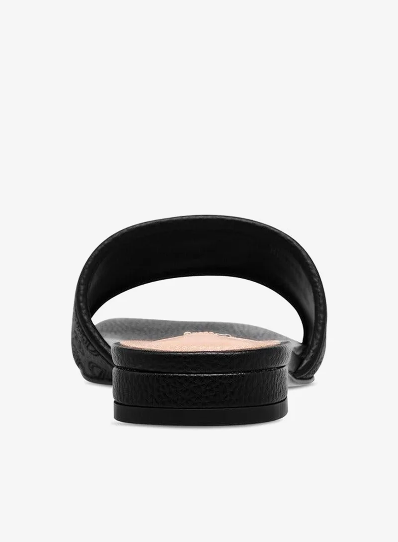 ELLE BLACK Women's Laser Cut Detail Slip-On Flat Sandals for Women | Best Price UAE