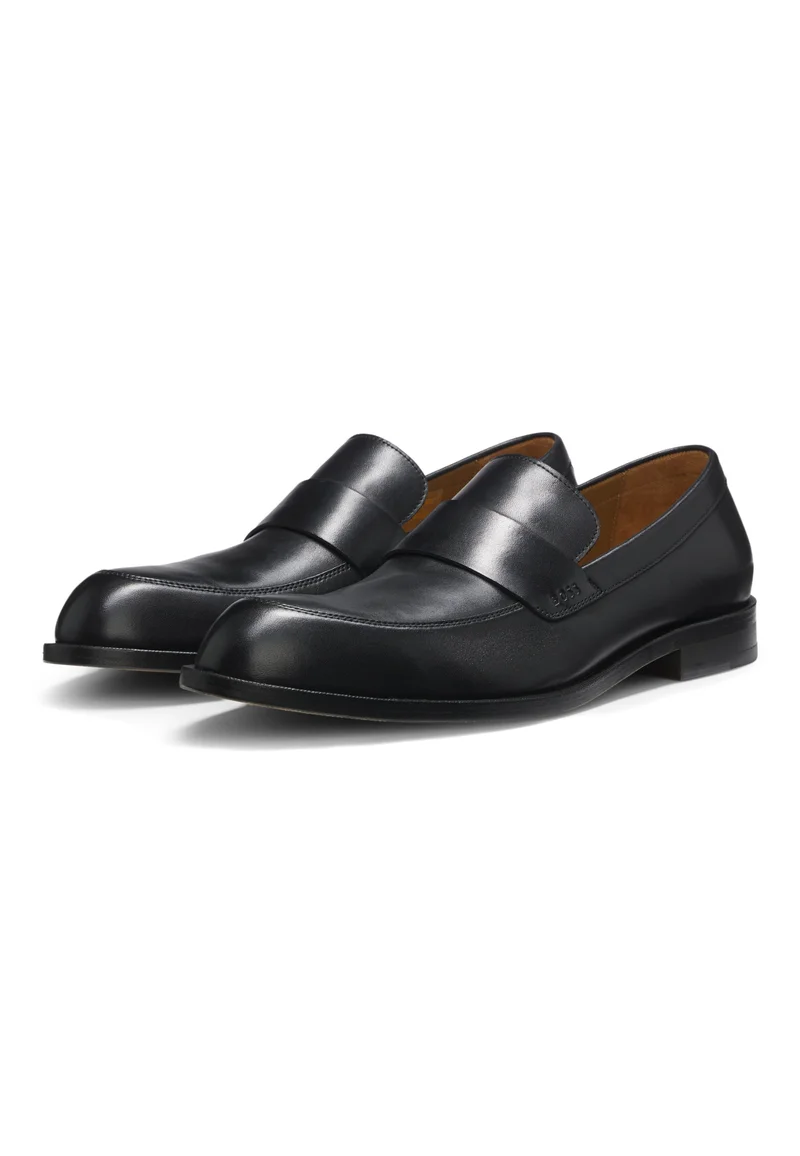 BOSS Leather loafers with penny trim