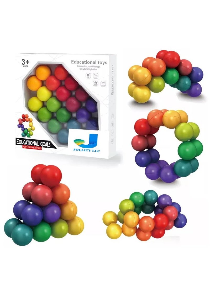JOLLITY LLC Free Rotation Variable Shape Educational Puzzle Ball Stress Relief New Fidget Colorful Toys Ball 3 Dimensional Geometric Shapes  - Image 1