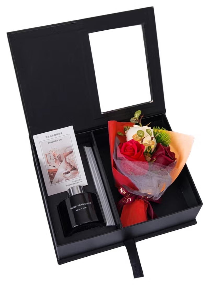 مايل ميلو صندوق هدايا معطر جو مع أعواد بخور وباقة زهور صناعية، هدايا متعددة برائحة الورد لها، مجموعة هدايا عيد ميلاد وعيد الأم للنساء - Image 1