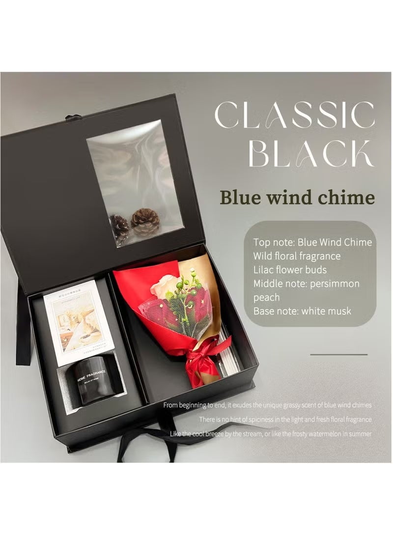 مايل ميلو صندوق هدايا معطر جو مع أعواد بخور وباقة زهور صناعية، هدايا متعددة برائحة الورد لها، مجموعة هدايا عيد ميلاد وعيد الأم للنساء - Image 2