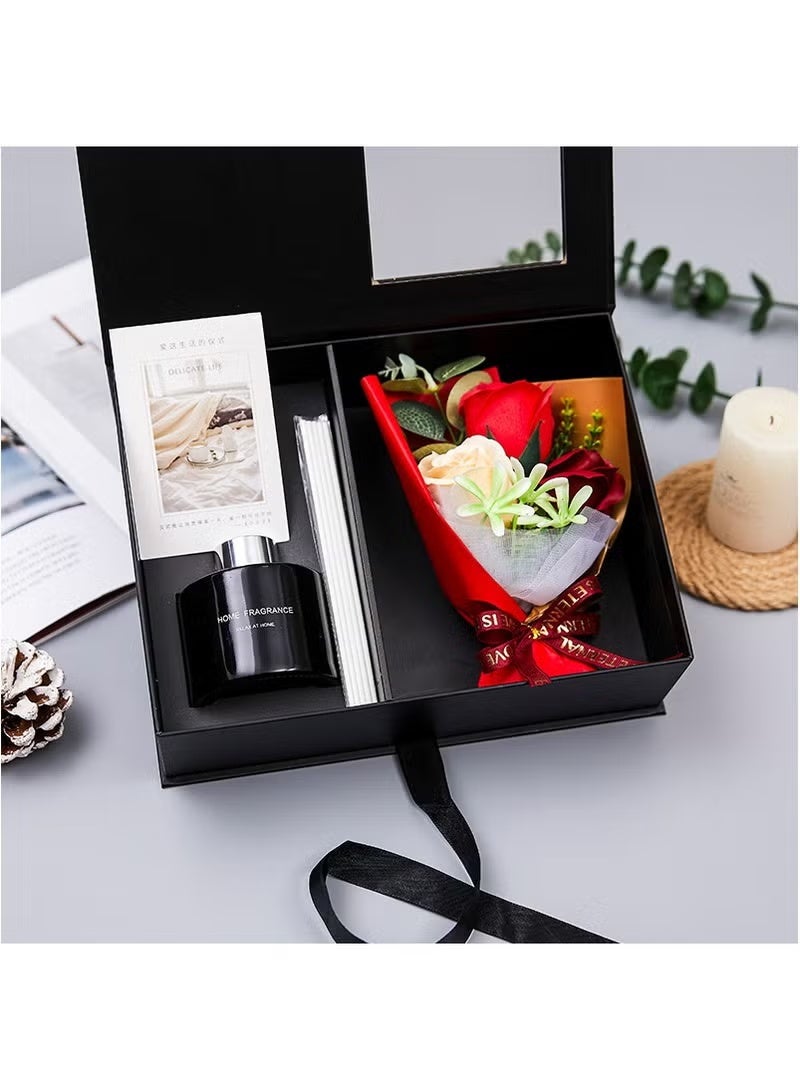 مايل ميلو صندوق هدايا معطر جو مع أعواد بخور وباقة زهور صناعية، هدايا متعددة برائحة الورد لها، مجموعة هدايا عيد ميلاد وعيد الأم للنساء - Image 4