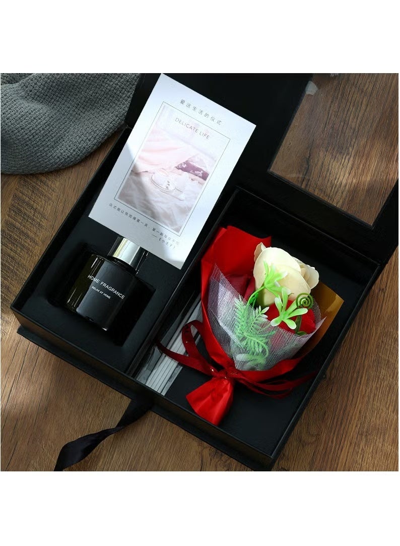 مايل ميلو صندوق هدايا معطر جو مع أعواد بخور وباقة زهور صناعية، هدايا متعددة برائحة الورد لها، مجموعة هدايا عيد ميلاد وعيد الأم للنساء - Image 5