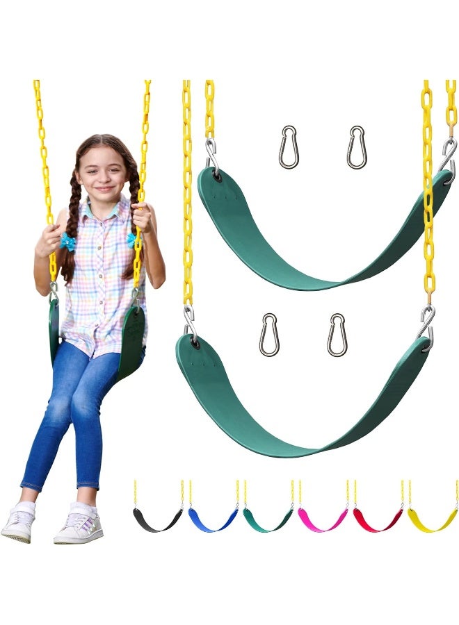 Jungle Gym Kingdom Jungle Gym Kingdom 2 Pack Swings Seats Heavy Duty 66" Chain Plastic Coated - Playground Swing Set Accessories Replacement with Snap Hooks (Green)  - Image 1