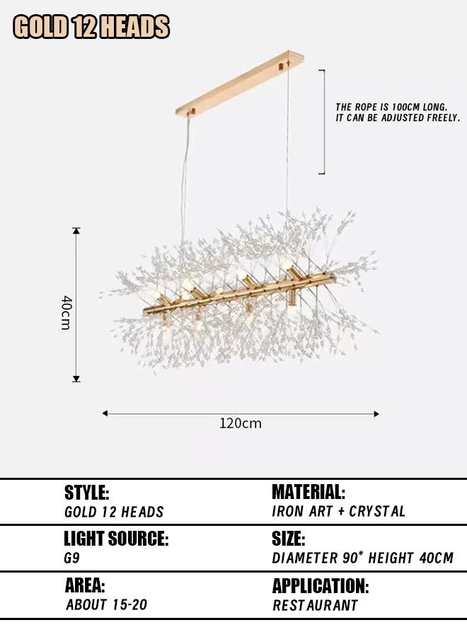 Adjustable Round Dandelion Crystal Chandelier 12 Light Living Room Dining Room Bedroom Lamps - Image 4