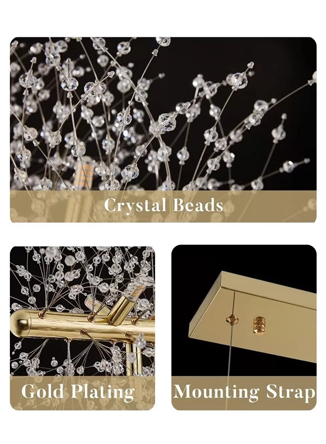 Adjustable Round Dandelion Crystal Chandelier 12 Light Living Room Dining Room Bedroom Lamps - Image 5