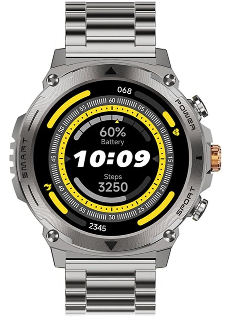 V-Walk - V-WALK: SMART WATCH 1.43" AMOLED Display Bluetooth Calling, Multi Language, Health & Sports Tracking, Wireless Charging, 10 Days Battery, IP68, iOS/Android Compatible Magnet Charger - Silver - Image 1