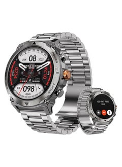 V-WALK: SMART WATCH 1.43" AMOLED Display Bluetooth Calling, Multi Language, Health & Sports Tracking, Wireless Charging, 10 Days Battery, IP68, iOS/Android Compatible Magnet Charger - Silver