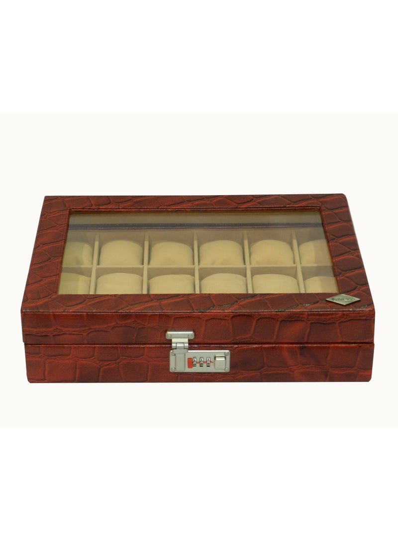 LAVERI LEATHER Laveri Watch Box for Men Women (18 Slots), Premium  Leather Watch Case  Organizer with Crystal Glass Top, Removable Pillow - Image 2