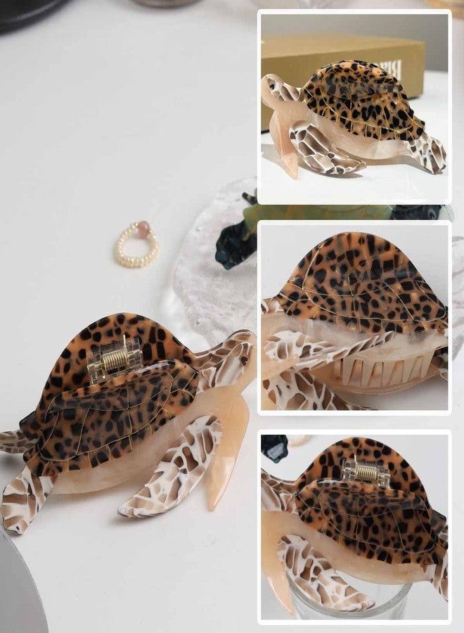 KuuGuu Brown Sea Turtle Hair Clip Novelty Acetate Hair Claw Clip Large Aquatic Animal Cute Barretttes Fashion Non-slip Headdress Elegant Sea Turtle Hair Accessories Novelty Hairpin Decoration for Women Girls - Image 3