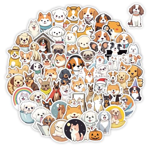ViKiVi 100 Pcs Cute Dog Stickers for Kids Puppy Stickers for Water Bottle Laptop Dog Decor Party Favors for Boys Girls Waterproof Dogs Sticker Pack - Image 1