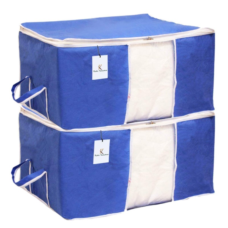 Kuber Industries CTKTC14145 Rectangular Underbed Storage Bag Organiser Blanket Cover Royal Blue Extra Large Set of 2 - Image 1