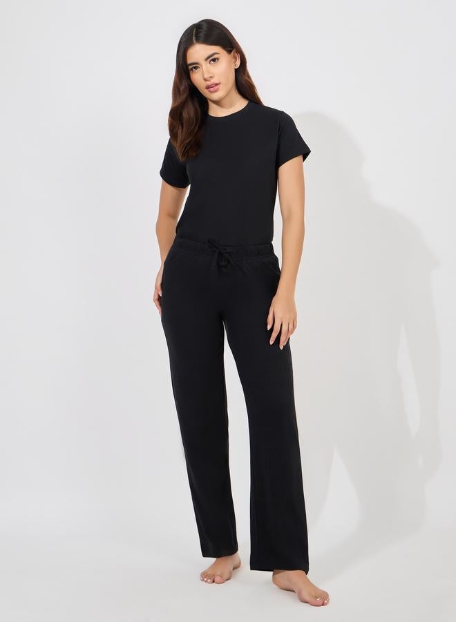 ستايلي طقم بيجاما وتيشيرت قطن سادة - Image 2