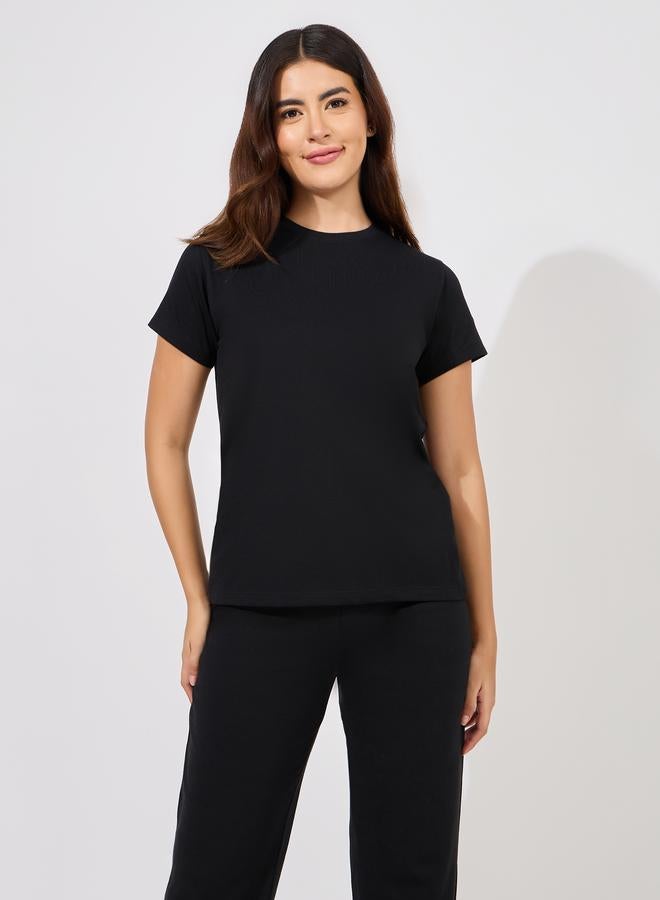 ستايلي طقم بيجاما وتيشيرت قطن سادة - Image 3