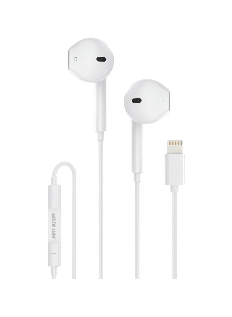 Wired Stereo Surround Earphones with Lightning Connector / TPE + Copper Wire Material / Seamless Sound / Endless Connection - White