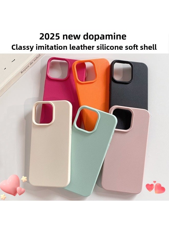 Generic - For Iphone16 Silicone Phone Case For Apple Color Simple Imitation Original Leather Tpu Material 15 Drop-proof Soft Case E-Color:Not Individually Packaged-Applicable Models:For Iphone 15 - Image 1