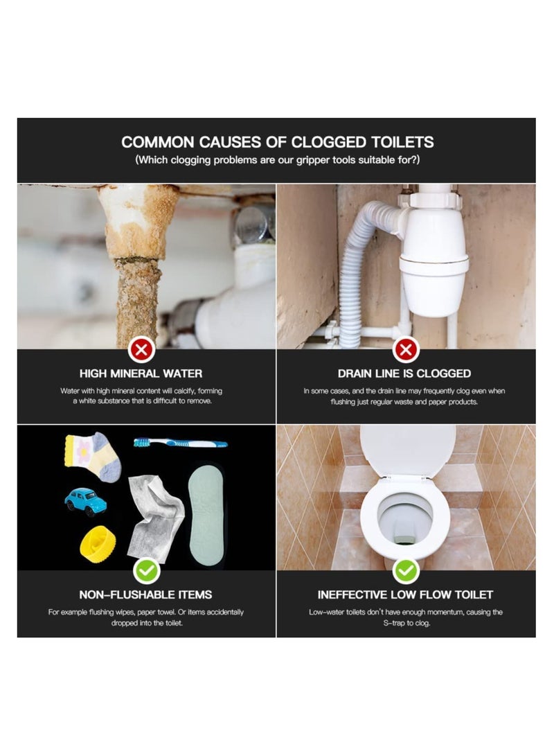 Toilet Snake Drain Auger 51 Inch, Cleaner Tool, Flexible Grabber Unclogger Tool, Four-Claw Picker, Stainless Steel Telescoping Rod for Pick, Grab Objects Clogged in Toilet Pipes, Drain, Sink - Image 2