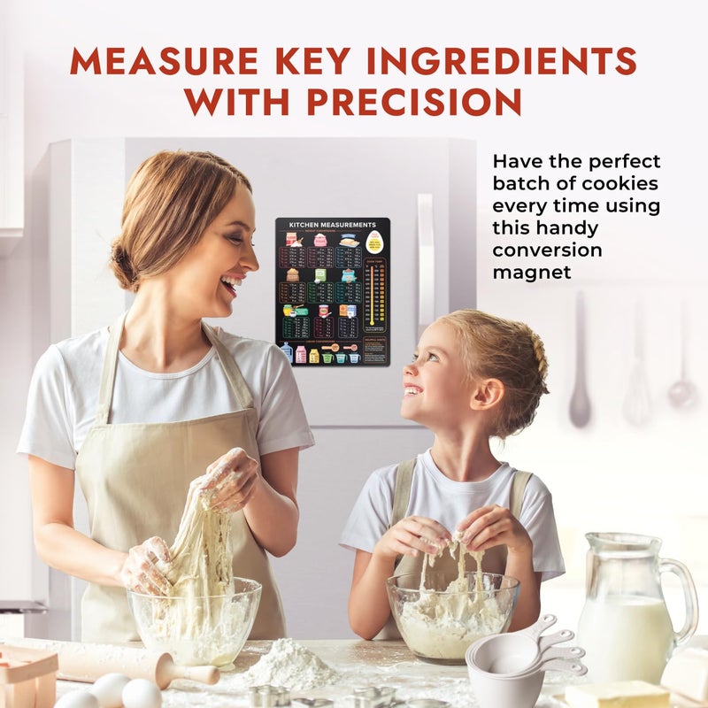 Levain & Co Kitchen Conversion Chart Magnet - Dark for Easier Cooking & Baking - Vintage Useful Gadgets - Cute Accessories - Cooking & Baking Accessories - Gifts for Bakers - Image 2