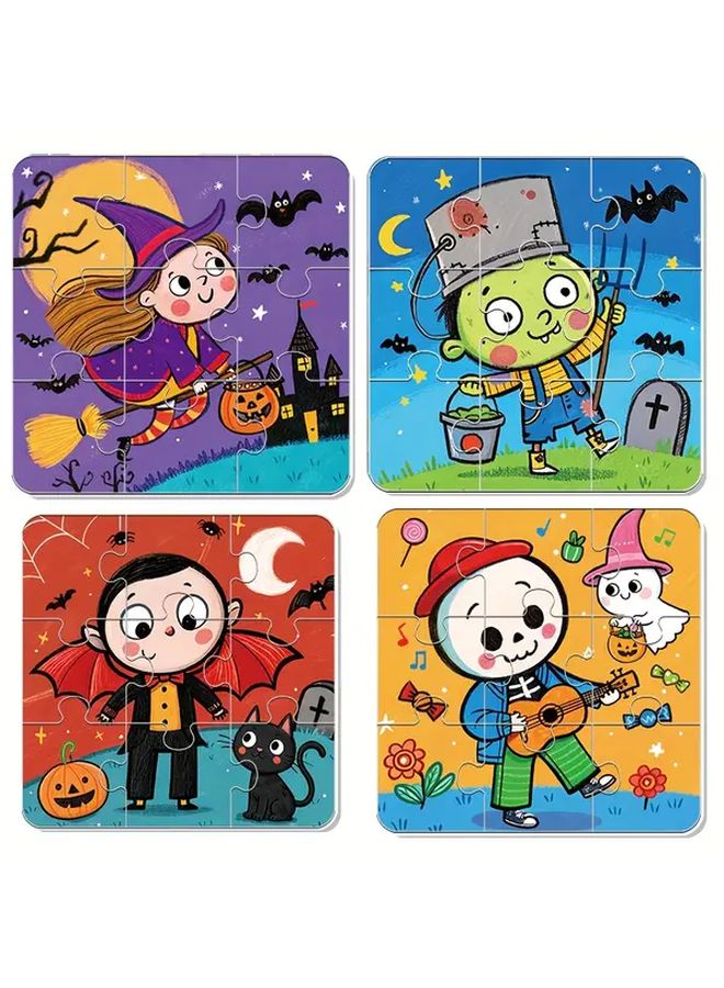 Halloween Puzzles 36pcs 4 In 1 Box Jigsaw For Kids Educational Toy Party Supplies - Image 5