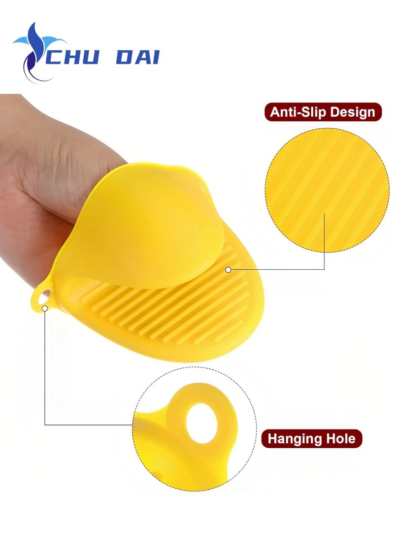 تشو داي 4 قطع قفازات فرن سيليكون صغيرة، زوجان من قفازات حامل الأواني المقاومة للحرارة، قفازات لطيفة لقبضة الفرن، حاملات أواني صغيرة للمطبخ، زوج من قفازات القلي الهوائي للطهي والخبز والشواء (بيج + برتقالي) - Image 4