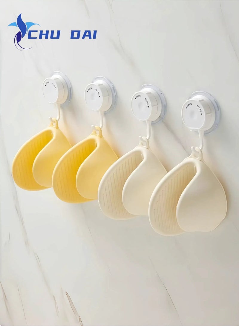 تشو داي 4 قطع قفازات فرن سيليكون صغيرة، زوجان من قفازات حامل الأواني المقاومة للحرارة، قفازات لطيفة لقبضة الفرن، حاملات أواني صغيرة للمطبخ، زوج من قفازات القلي الهوائي للطهي والخبز والشواء (بيج + برتقالي) - Image 2