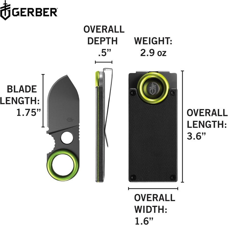 Gerber مشبك نقود جيربر GDC مع سكين جيب صغير، سكين ثابت من الفولاذ المقاوم للصدأ وحافظة، هدايا للرجال، معدات EDC للتخييم والمشي في الطبيعة - Image 2
