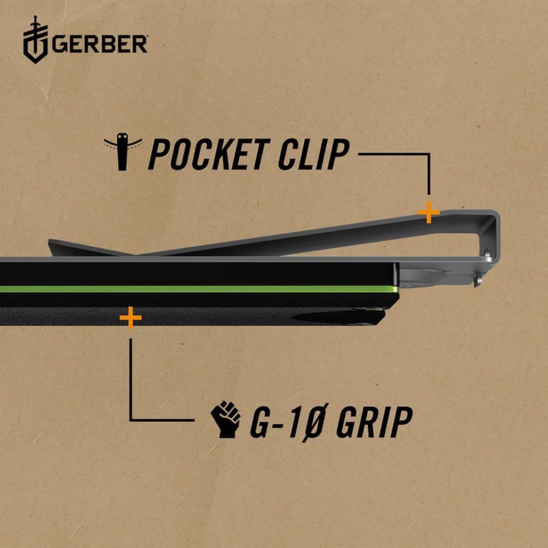 Gerber مشبك نقود جيربر GDC مع سكين جيب صغير، سكين ثابت من الفولاذ المقاوم للصدأ وحافظة، هدايا للرجال، معدات EDC للتخييم والمشي في الطبيعة - Image 4