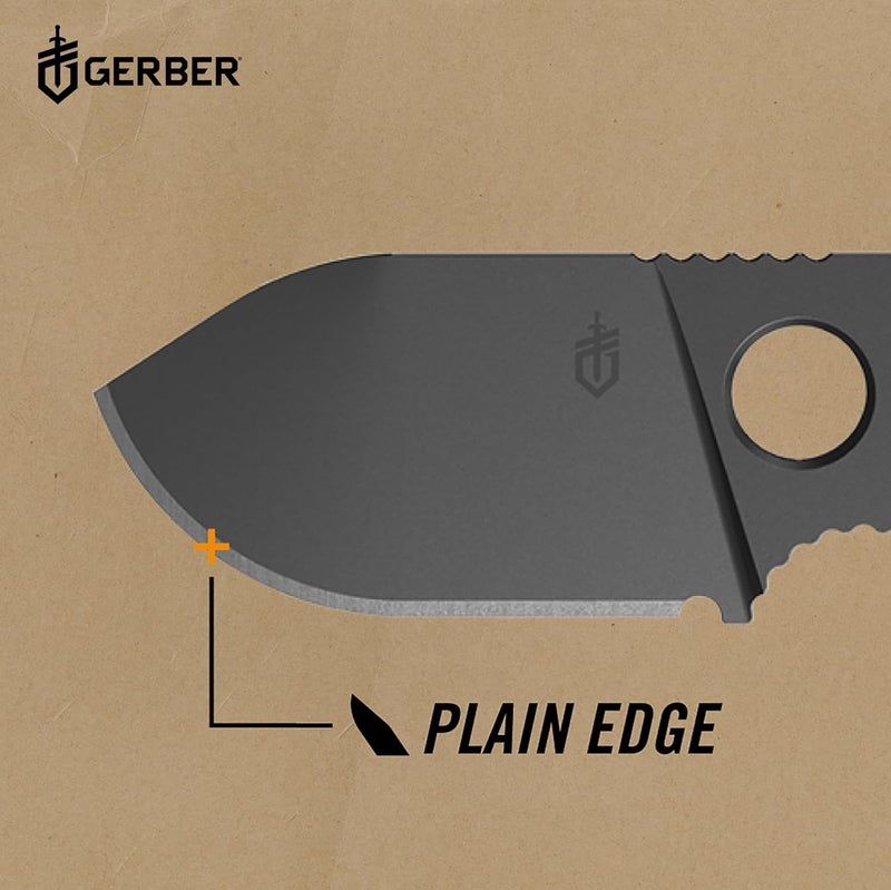 Gerber مشبك نقود جيربر GDC مع سكين جيب صغير، سكين ثابت من الفولاذ المقاوم للصدأ وحافظة، هدايا للرجال، معدات EDC للتخييم والمشي في الطبيعة - Image 5