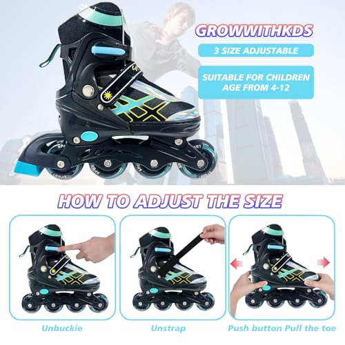 Janplay Inline Skates for Kids and Teens Ages 4-16, All 8 Wheels of Inline Roller Skates Light Up, Safe and Fun Illuminating for Outdoor Indoor Sports - Image 3
