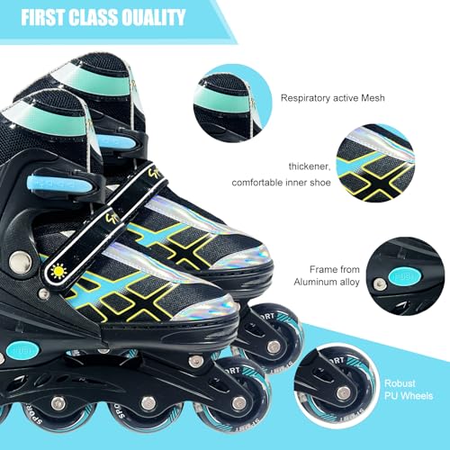 Janplay Inline Skates for Kids and Teens Ages 4-16, All 8 Wheels of Inline Roller Skates Light Up, Safe and Fun Illuminating for Outdoor Indoor Sports - Image 2