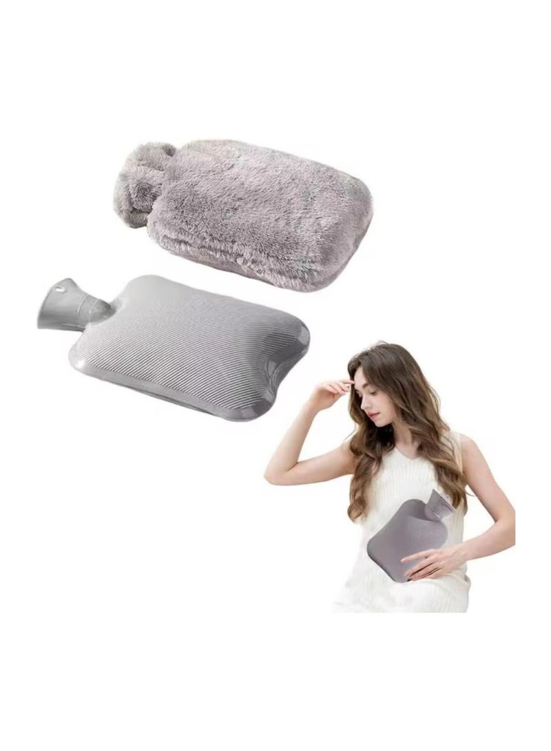 Hot Water Bottle with Soft Cover Leakproof Hot Water Bag Long Plush Warm Hand Pouch Reusable Hot Water Pouch for Women and Girl Portable Hot Water Bag for Office Home Bed - Image 1