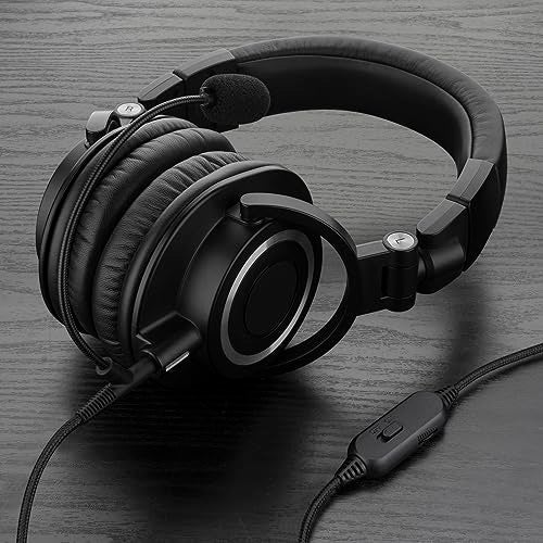 Geekria سلك سماعات جيكريا بوم ميكروفون متوافق مع ATH M70X M60X M50X، سلك بديل مضفر من النايلون بموصل 2.5 مم مع ميكروفون بوم وتحكم في الصوت/كتم الصوت للألعاب والاجتماعات (5.6 قدم) - Image 5