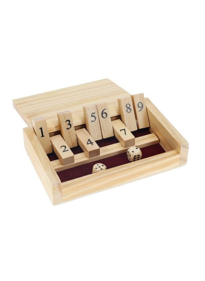 WE Games Mini Shut The Box Game Wooden 5.5 Inches 9 Number Flip Tiles Travel Size Travel Games Birthday Gifts Math Games Home Decor Living Room Decor Table Decor  - Image 1