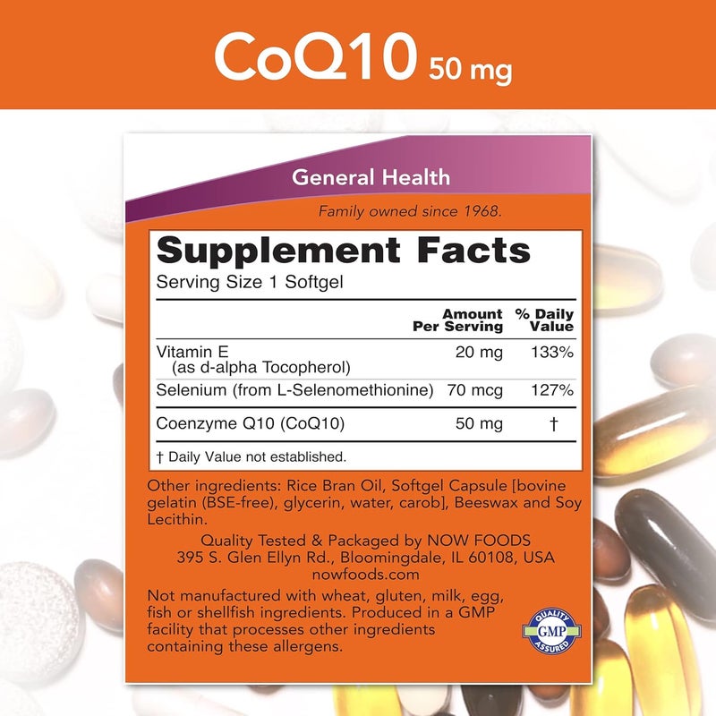 NOW CoQ10 50mg Softgels - 50 Count - Image 2